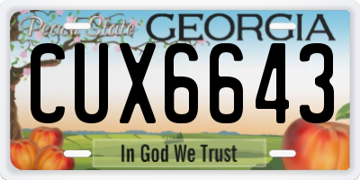 GA license plate CUX6643