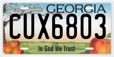 GA license plate CUX6803
