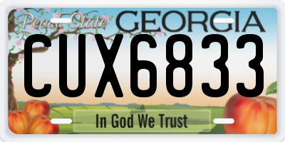 GA license plate CUX6833