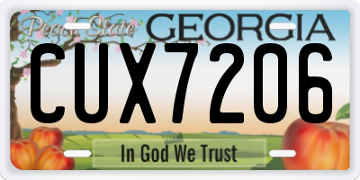 GA license plate CUX7206