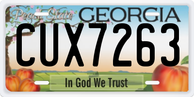 GA license plate CUX7263