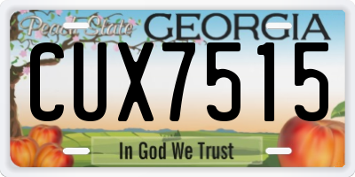 GA license plate CUX7515