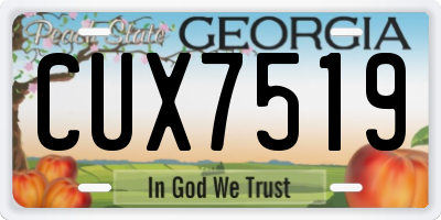 GA license plate CUX7519