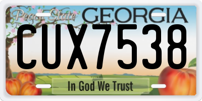 GA license plate CUX7538
