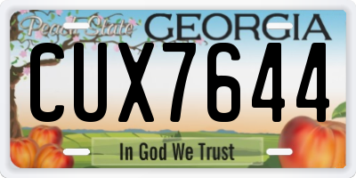 GA license plate CUX7644