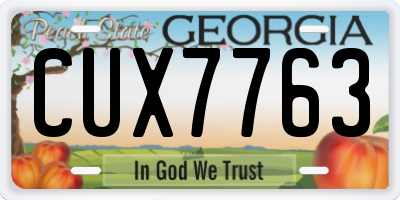 GA license plate CUX7763