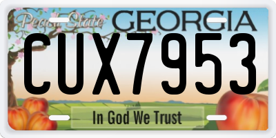 GA license plate CUX7953