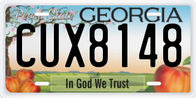 GA license plate CUX8148