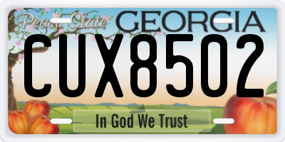GA license plate CUX8502