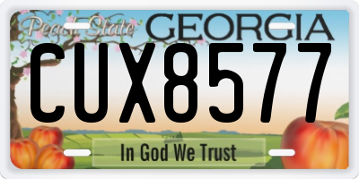 GA license plate CUX8577