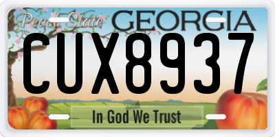 GA license plate CUX8937