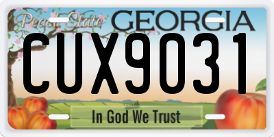 GA license plate CUX9031