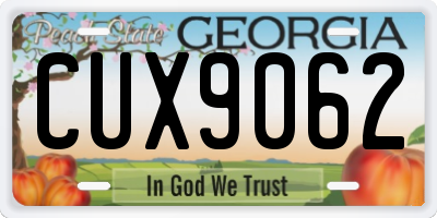 GA license plate CUX9062