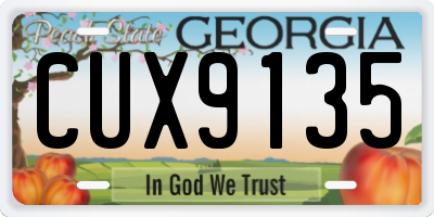 GA license plate CUX9135