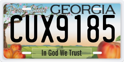 GA license plate CUX9185