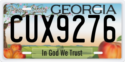 GA license plate CUX9276