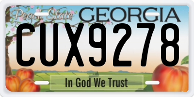 GA license plate CUX9278