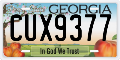 GA license plate CUX9377