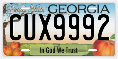 GA license plate CUX9992