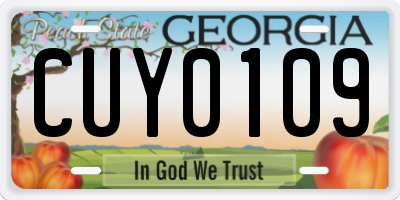 GA license plate CUY0109