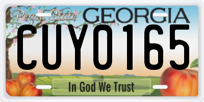 GA license plate CUY0165