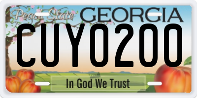 GA license plate CUY0200