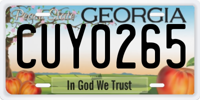 GA license plate CUY0265