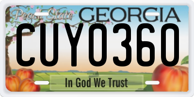 GA license plate CUY0360