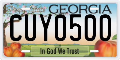 GA license plate CUY0500