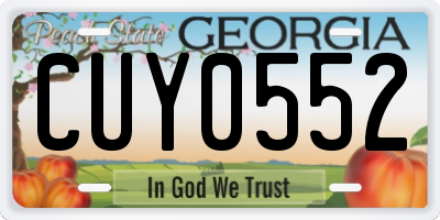 GA license plate CUY0552