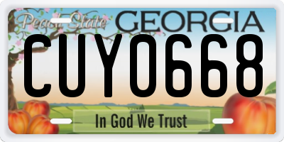 GA license plate CUY0668