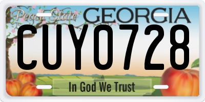 GA license plate CUY0728