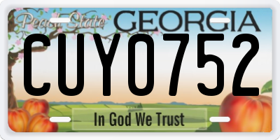 GA license plate CUY0752