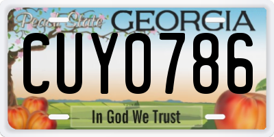 GA license plate CUY0786