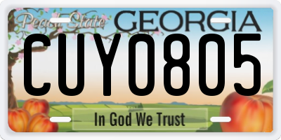 GA license plate CUY0805