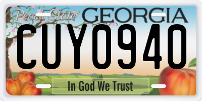 GA license plate CUY0940