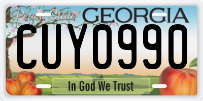 GA license plate CUY0990