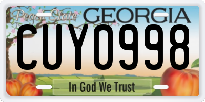 GA license plate CUY0998