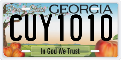 GA license plate CUY1010