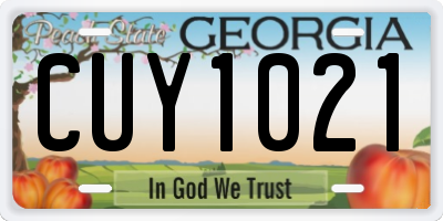 GA license plate CUY1021