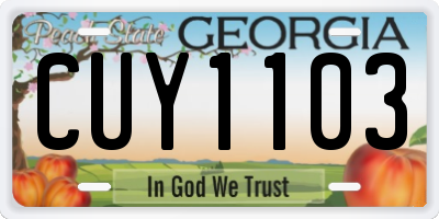 GA license plate CUY1103