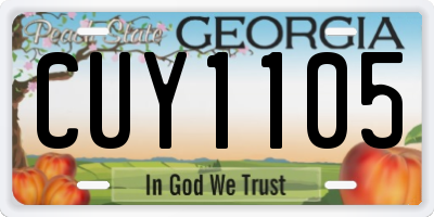 GA license plate CUY1105