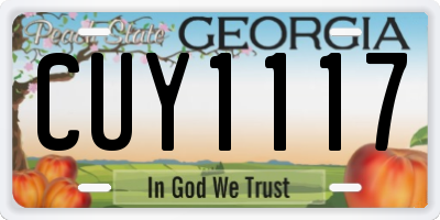 GA license plate CUY1117