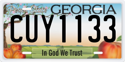 GA license plate CUY1133