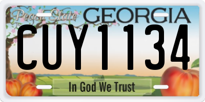 GA license plate CUY1134