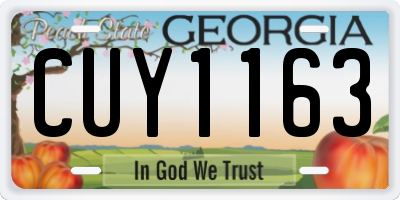 GA license plate CUY1163
