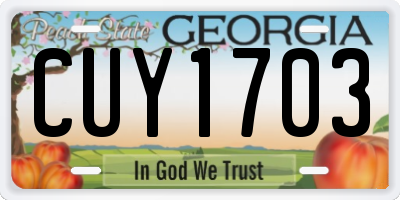 GA license plate CUY1703
