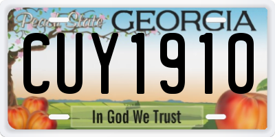 GA license plate CUY1910