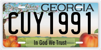 GA license plate CUY1991