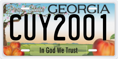 GA license plate CUY2001